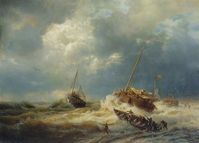 Navi in una tempesta sulla costa olandese, 1854 da Andreas Achenbach